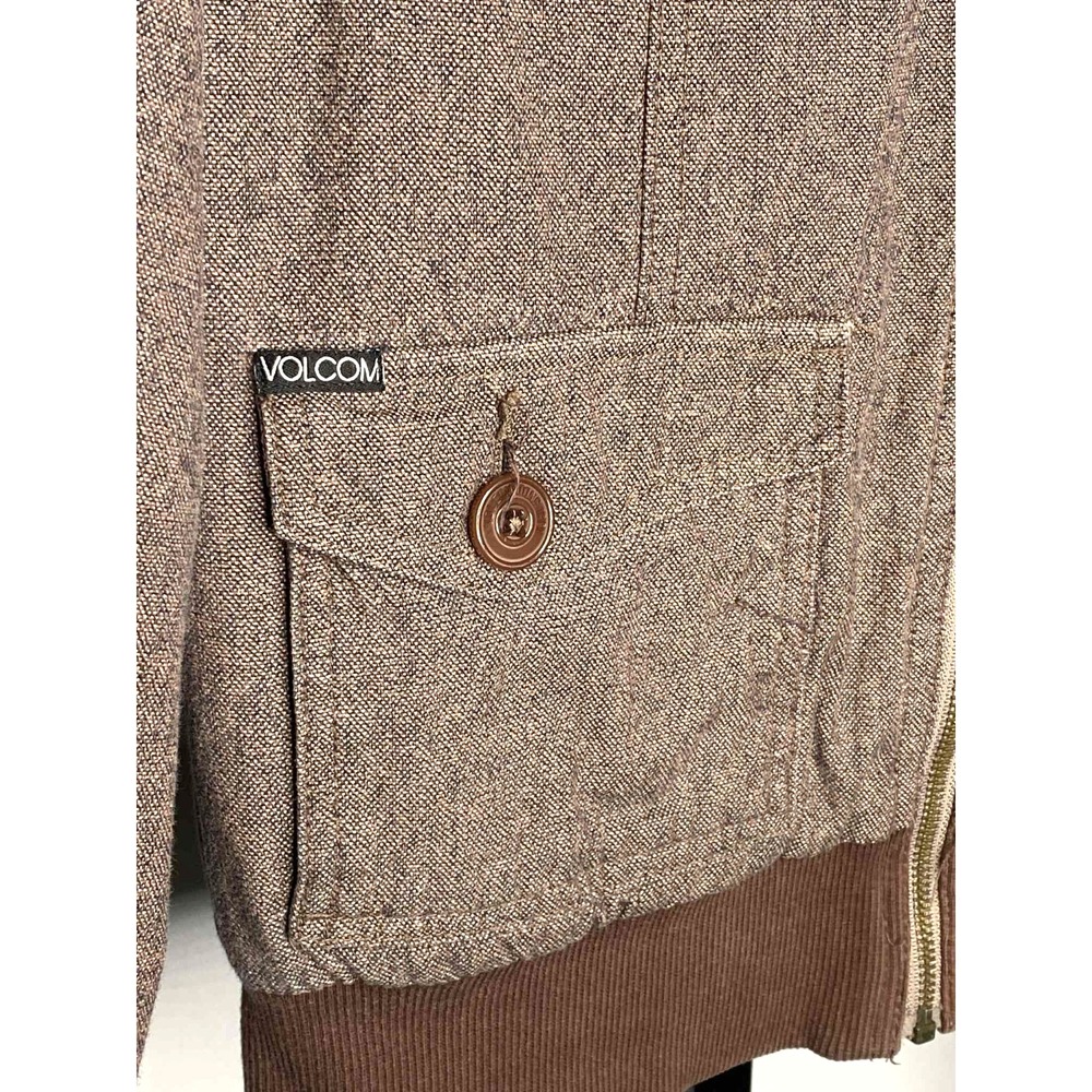 Volcom womens‎ size Medium Brown Dreamstate Bomber Hooded Jacket pockets lined - Picture 5 of 12